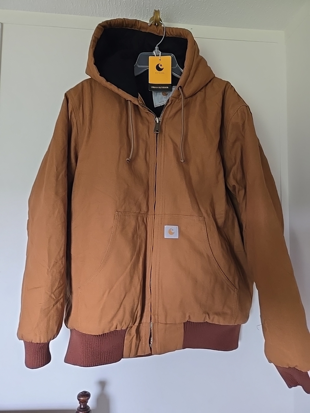 Urban Outdoors Brown Hooded Zip-Front Bomber Jacket Large New